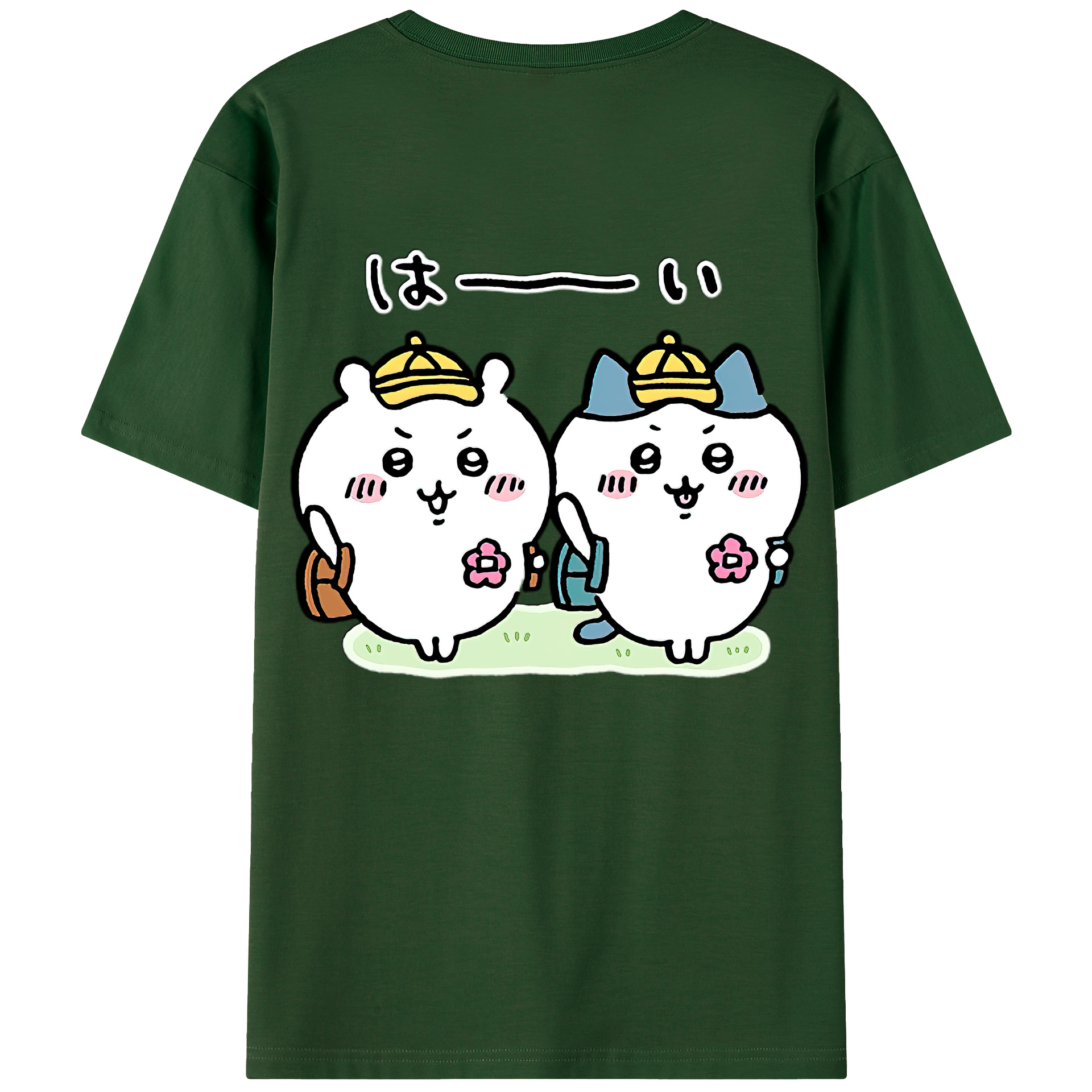 （画像用） ちいかわ ハチワレ Chii-kawa hachiware 綿100％半袖Tシャツ（背面プリント）